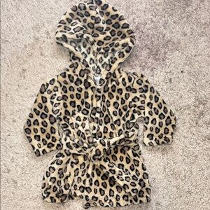 Leopard Print Hooded Robe NWOT
